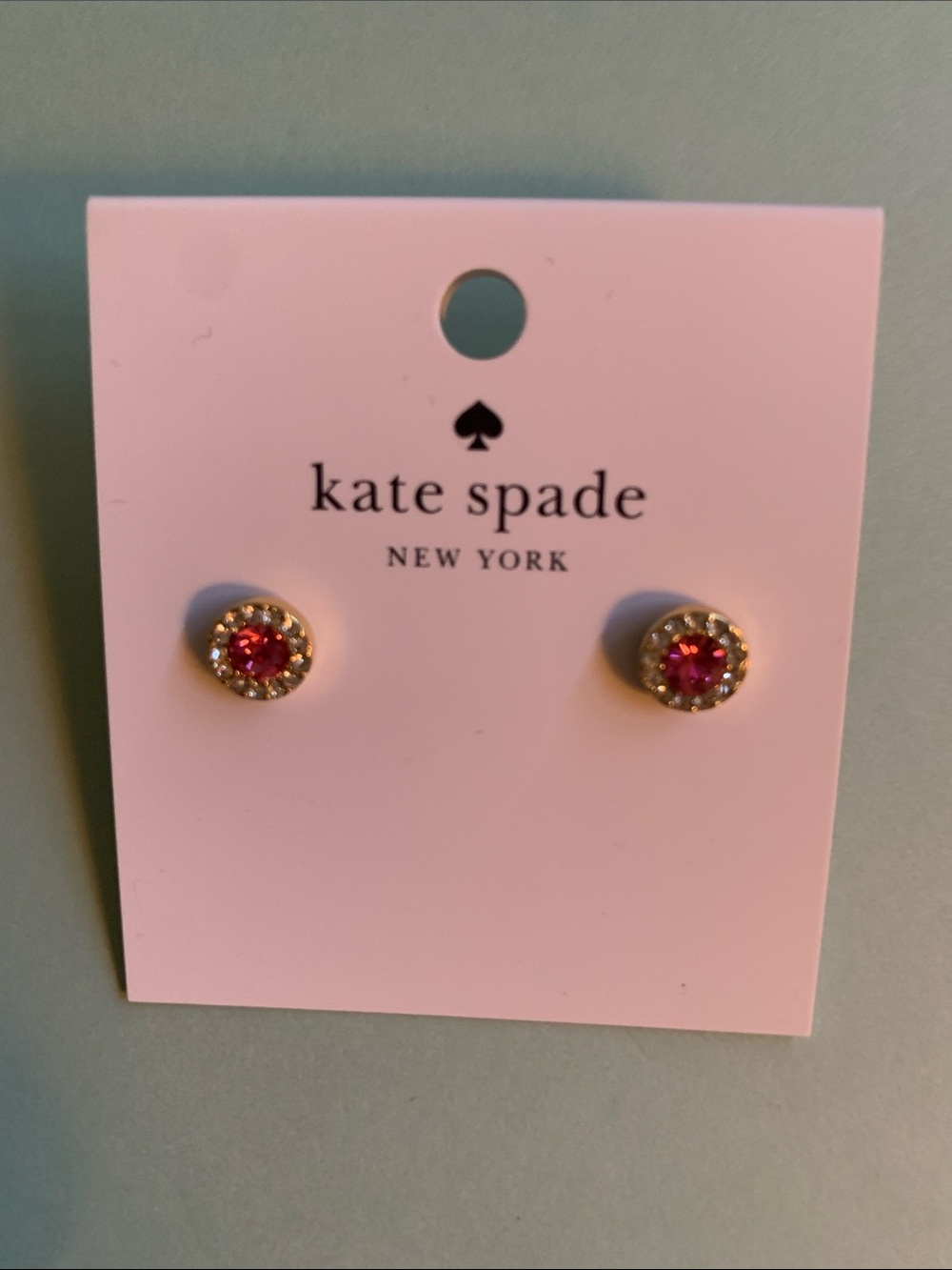 kate spade Gold-Tone Pink Halo Crystal Stud Earrings